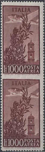 1952 Italia airmail Lire 1000 variety MNH Sassone n. 145Ac