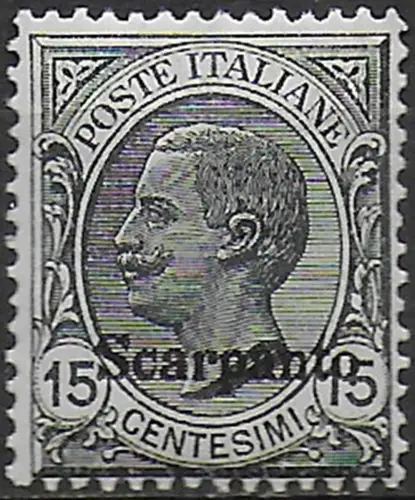 1921-22 Egeo Scarpanto 15c. grigio MNH Sassone n. 10