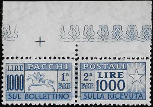 1954 Italia parcel post stamps Lire 1.000 Cavallino bfc MNH Sassone n. 81/I