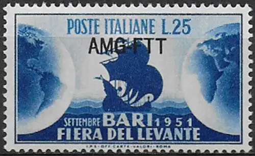 1951 Trieste A 15th Levant Fair in Bari MNH Sassone n. 128