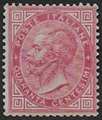 1863-65 Italia VE II 40c. rosa carminio Torino MH Sassone n. T20