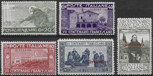 1926 Cirenaica San Francesco 5v. bc MNH Sassone n. 27/31