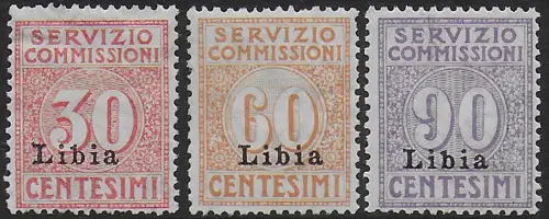 1915 Libia Commission Service 3v. MNH Sassone n. 1/3