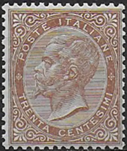 1863-65 Italia VE II 30c. chiaro Torino MNH Sassone n. T19a