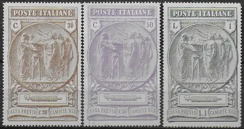 1923 Italia Camicie Nere 3v. bc MNH Sassone n. 147/49
