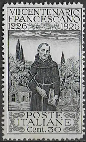 1926 Italia San Francesco 30c. perf. 13½ bc MNH Sassone n. 193