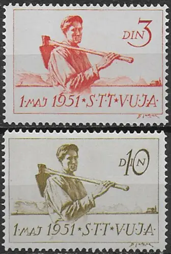 1951 Trieste B 1 maggio 2v. MNH Sassone n. 37/38