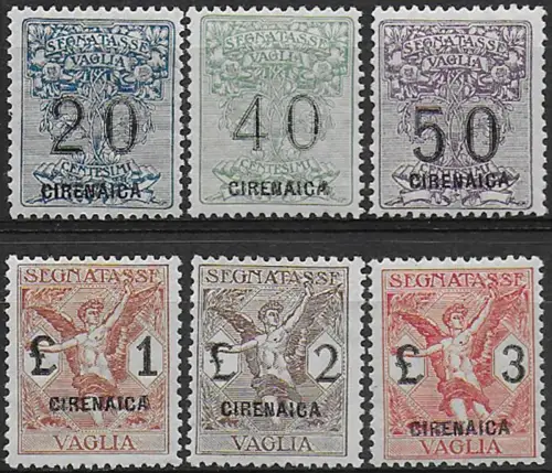 1924 Cirenaica segnatasse per Vaglia 6v. MNH Sassone n. 1/6
