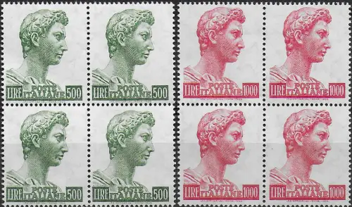 1957 Italia San Giorgio 2v. block of four MNH Sassone n. 810/II+811/II