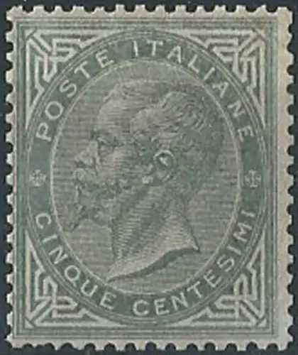1863 Italia VE II 5c. verde grigio Londra MNH Sassone n. L16