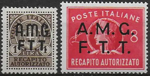1947 Trieste A authorised delivery 2v. MNH Sassone n. 1/2