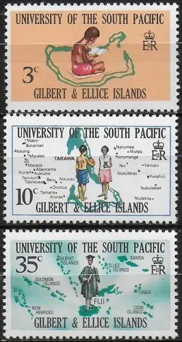 1969 Gilbert e Ellice Islands South Pacific University 3v. MNH SG n. 154/56