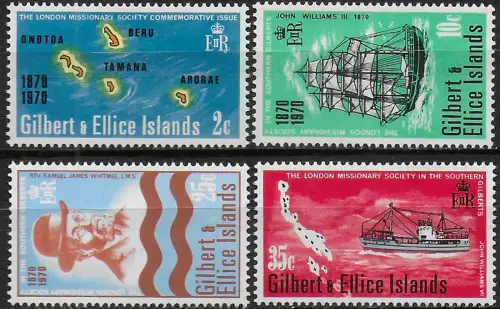 1970 Gilbert e Ellice Islands Missionary Society 4v. MNH SG n. 166/69