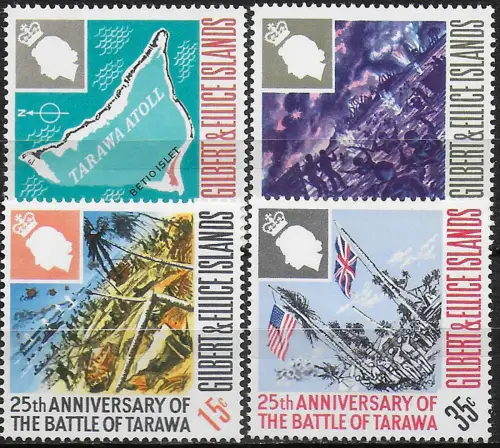 1968 Gilbert e Ellice Islands Battle of Tarawa 4v. MNH SG n. 150/53