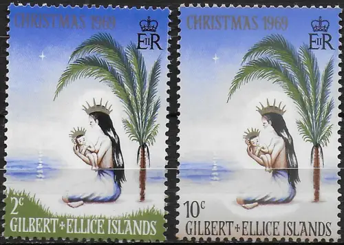 1969 Gilbert e Ellice Islands Christmas 2v. MNH SG n. 157/58