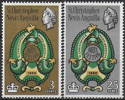 1966 St Christopher Arts festival 2v. MNH SG. n. 159/60