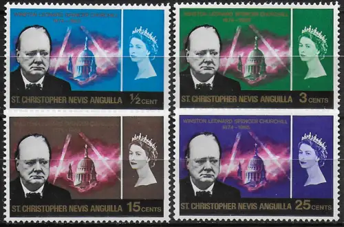 1966 St Christopher Churchill commemoration 4v. MNH SG n. 151/54