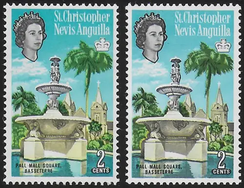 1963 St Christopher Pall Mall Square 2c. variety MNH SG n. 131a