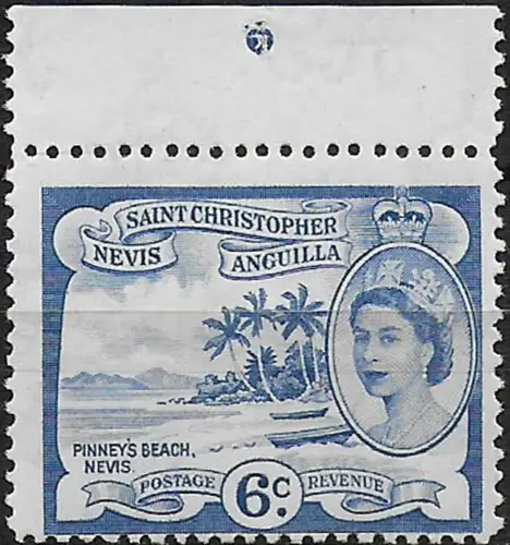 1963 St Christopher Elizabeth II 6c. blue MNH SG n. 112a