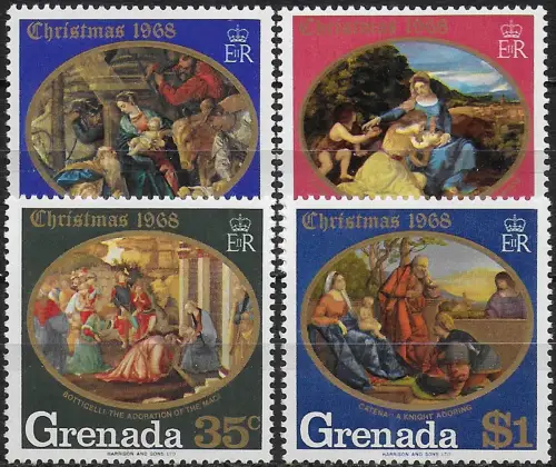 1968 Grenada Christmas 4v. MNH SG n. 326/29