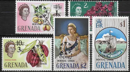 1967 Grenada World Fair, Montréal 5v. MNH SG n. 257/61