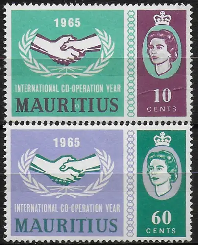 1965 Mauritius International Co-operation Year 2v. MNH SG n. 334/35