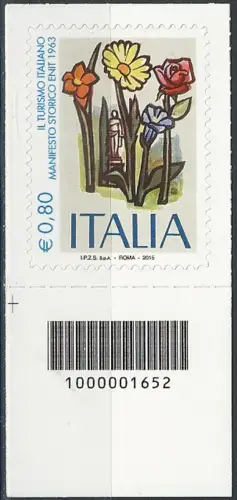 2015 Italia ENIT barcode left sheeet corner Unificato n. 3621cb