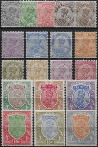 1911-23 India George V 19v. MNH SG n. 151/91