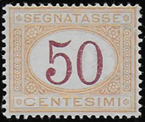 1870 Italia postage due stamps 50c. carmine ochre MNH Sassone n. 9