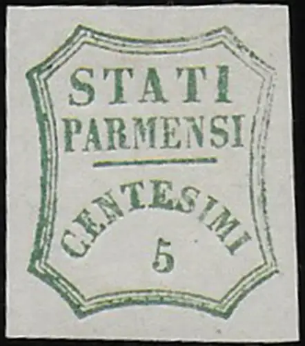 1859 Parma 5c blue green MNH Sassone n. 12