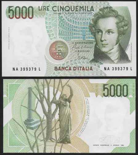 1985 Italia Lire 5.000 Vincenzo Bellini FDS Rif. BI 69A Gigante