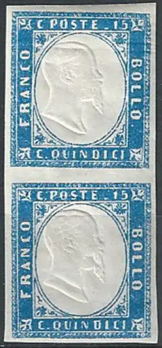1863 Italia VE II 15c. milky blue MNH Sassone n. 11d+11dk