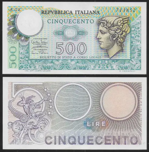 1974 Italia Lire 500 Mercurio FDS Rif. BS 26AA Gigante