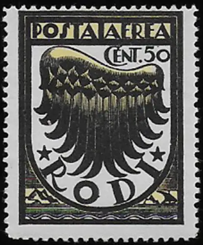 1934 Egeo Stylised wing airmail 50c. 3rd printing run mc MNH Sassone n. 30/I