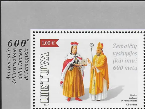 2017 Lituania Samogizia 1v. joint issue with the Vatican MNH