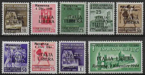 1945 Ravenna C.L.N. 9v. MNH CEI 2005 n. 1/9