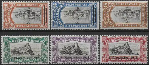 1918 San Marino Victory 6v. MNH Sassone n. 63/68
