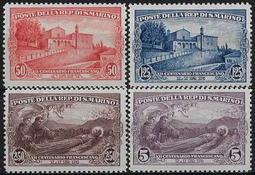1928 San Marino St Francis 4v. MNH Sassone n. 137/40