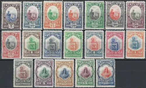 1929 San Marino Busto Libertà 19v. MNH Sassone n. 141/58