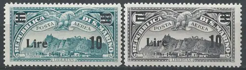 1942 San Marino 1931 airmail optd. 2v. MNH Sassone n. 19/20