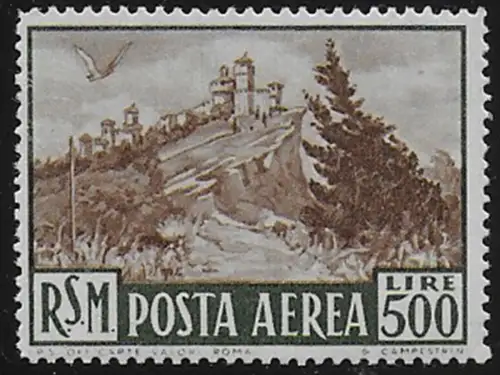 1951 San Marino Lire 500 veduta aerea MNH Sassone n. 97