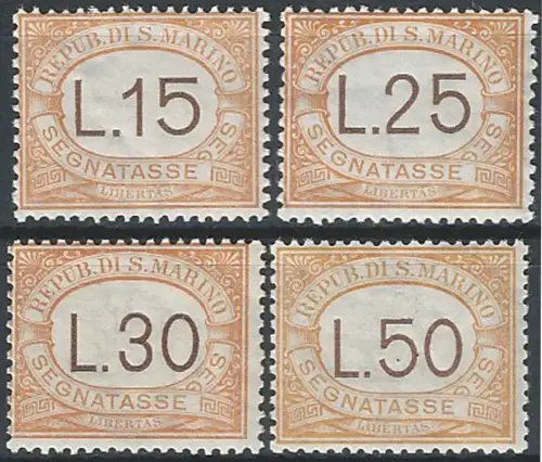 1927-28 San Marino postage due stamps 4v. MNH Sassone n. 28/31