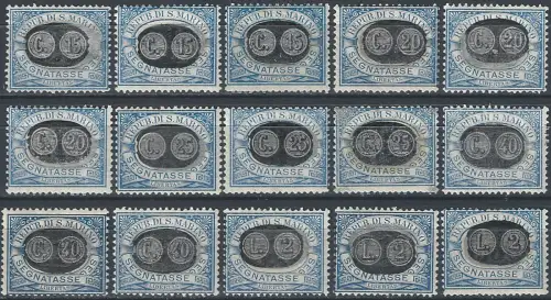 1931 San Marino postage due stamps optd 15v. MNH Sassone n. 32/46