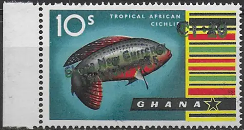1965 Ghana Elizabeth II 1c.20 su 10s. MNH SG n. 390a
