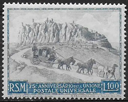 1949 San Marino UPU 75th Anniversary L.100 MNH Sassone n. 366