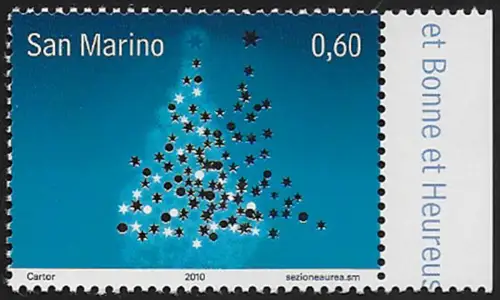 2010 San Marino Christmas euro 0,60 variety MNH Sassone n. 2303a