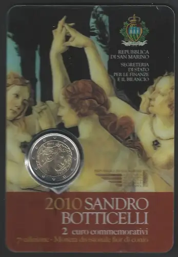 2010 San Marino euro 2,00 Sandro Botticelli FDC-MS65