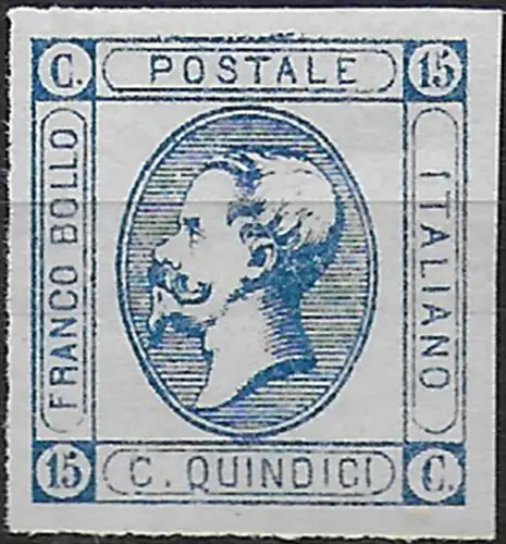 1863 Italia VE II 15c. Matraire II type MNH Sassone n.13
