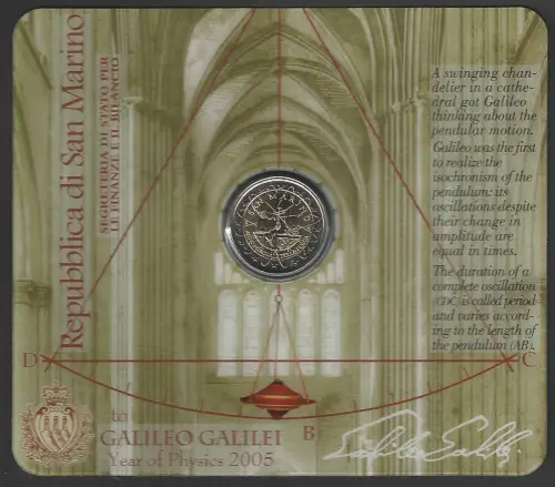 2005 San Marino euro 2,00 Galileo Galilei FDC-MS65