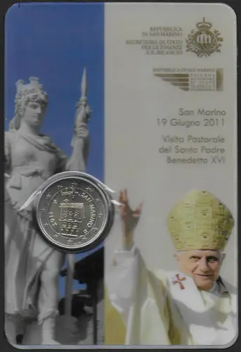 2011 San Marino euro 2,00 Visita di Benedetto XVI FDC-MS65